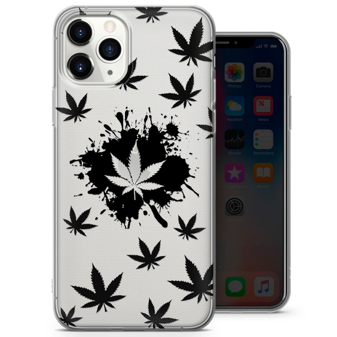 Marijuana Weed Cannabis Clear Case for iPhone 15, 14 Pro Max, 13 Mini