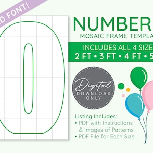 Number 0 Mosaic Digital Template - 2 Ft, 3 Ft, 4 Ft, 5 Ft, Balloon Numbers, Mosaic Balloons, Mosaic Numbers, PDF Download