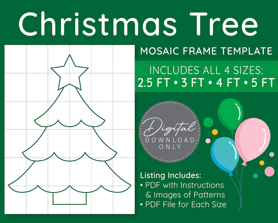 Christmas Tree Mosaic Digital Template - 2.5 Ft, 3 Ft, 4 Ft, 5 Ft, Tree ...