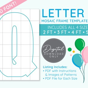 Letter Q Mosaic Digital Template - 2 Ft, 3 Ft, 4 Ft, 5 Ft, Balloon Letters, Mosaic Balloons, Mosaic Letters, PDF Download