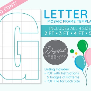 Letter G Mosaic Digital Template - 2 Ft, 3 Ft, 4 Ft, 5 Ft, Balloon Letters, Mosaic Balloons, Mosaic Letters, PDF Download