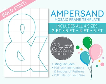 Ampersand & Mosaic Digital Template - 2 Ft, 3 Ft, 4 Ft, 5 Ft, Balloon Letters, Mosaic Balloons, Mosaic Letters, PDF Download