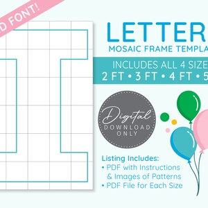 Letter I Mosaic Digital Template - 2 Ft, 3 Ft, 4 Ft, 5 Ft, Balloon Letters, Mosaic Balloons, Mosaic Letters, PDF Download