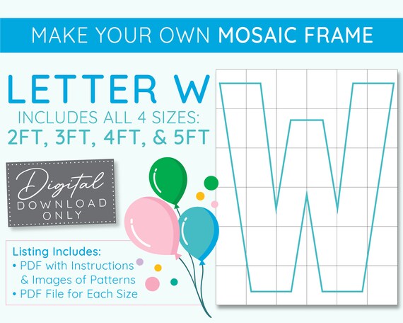 Letter W Mosaic Digital Template 2 Ft 3 Ft 4 Ft 5 Ft - Etsy