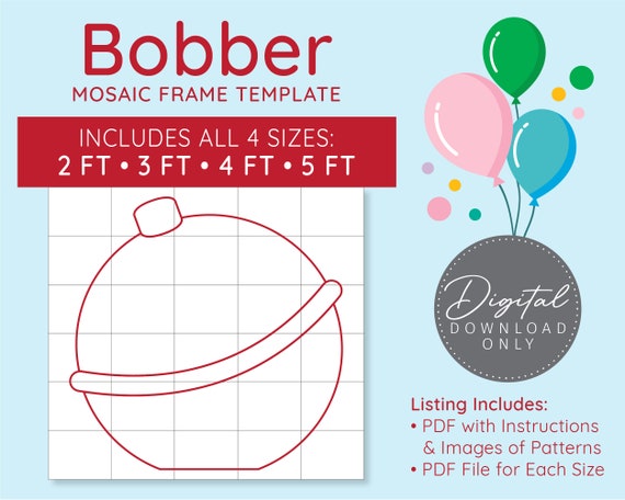 Fishing Bobber Mosaic Digital Template - 2 Ft, 3 Ft, 4 Ft, 5 Ft, Fish  Balloon, Mosaic Balloons, Fishing Party, Fishing Bobber, PDF Download
