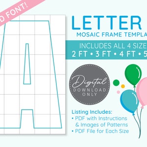 Letter A Mosaic Digital Template - 2 Ft, 3 Ft, 4 Ft, 5 Ft, Balloon Letters, Mosaic Balloons, Mosaic Letters, PDF Download
