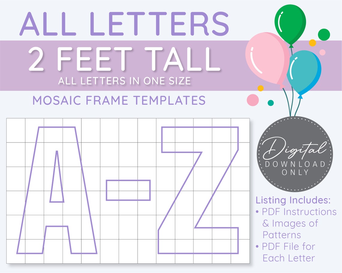 All Letters A-Z Mosaic Digital Templates in One Size 2 Ft | Etsy