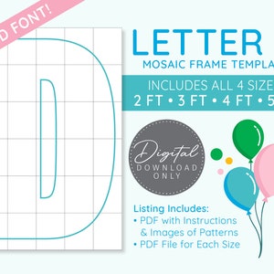 Letter D Mosaic Digital Template - 2 Ft, 3 Ft, 4 Ft, 5 Ft, Balloon Letters, Mosaic Balloons, Mosaic Letters, PDF Download