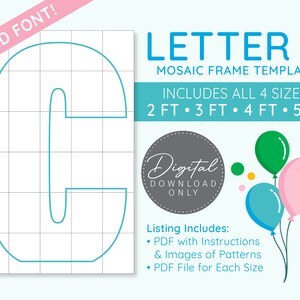 Letter C Mosaic Digital Template - 2 Ft, 3 Ft, 4 Ft, 5 Ft, Balloon Letters, Mosaic Balloons, Mosaic Letters, PDF Download