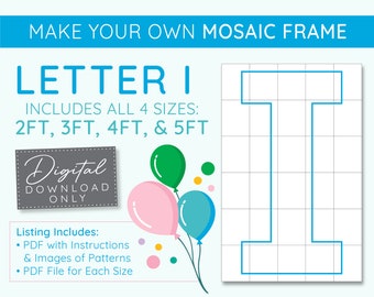 Letter I Mosaic Digital Template - 2 Ft, 3 Ft, 4 Ft, 5 Ft, Balloon Letters, Mosaic Balloon Template, Marquee Letter Template, 3D Letter