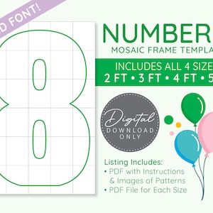 Number 8 Mosaic Digital Template - 2 Ft, 3 Ft, 4 Ft, 5 Ft, Balloon Numbers, Mosaic Balloons, Mosaic Numbers, PDF Download