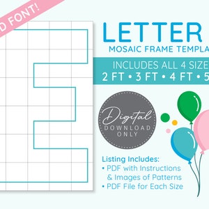 Letter E Mosaic Digital Template - 2 Ft, 3 Ft, 4 Ft, 5 Ft, Balloon Letters, Mosaic Balloons, Mosaic Letters, PDF Download