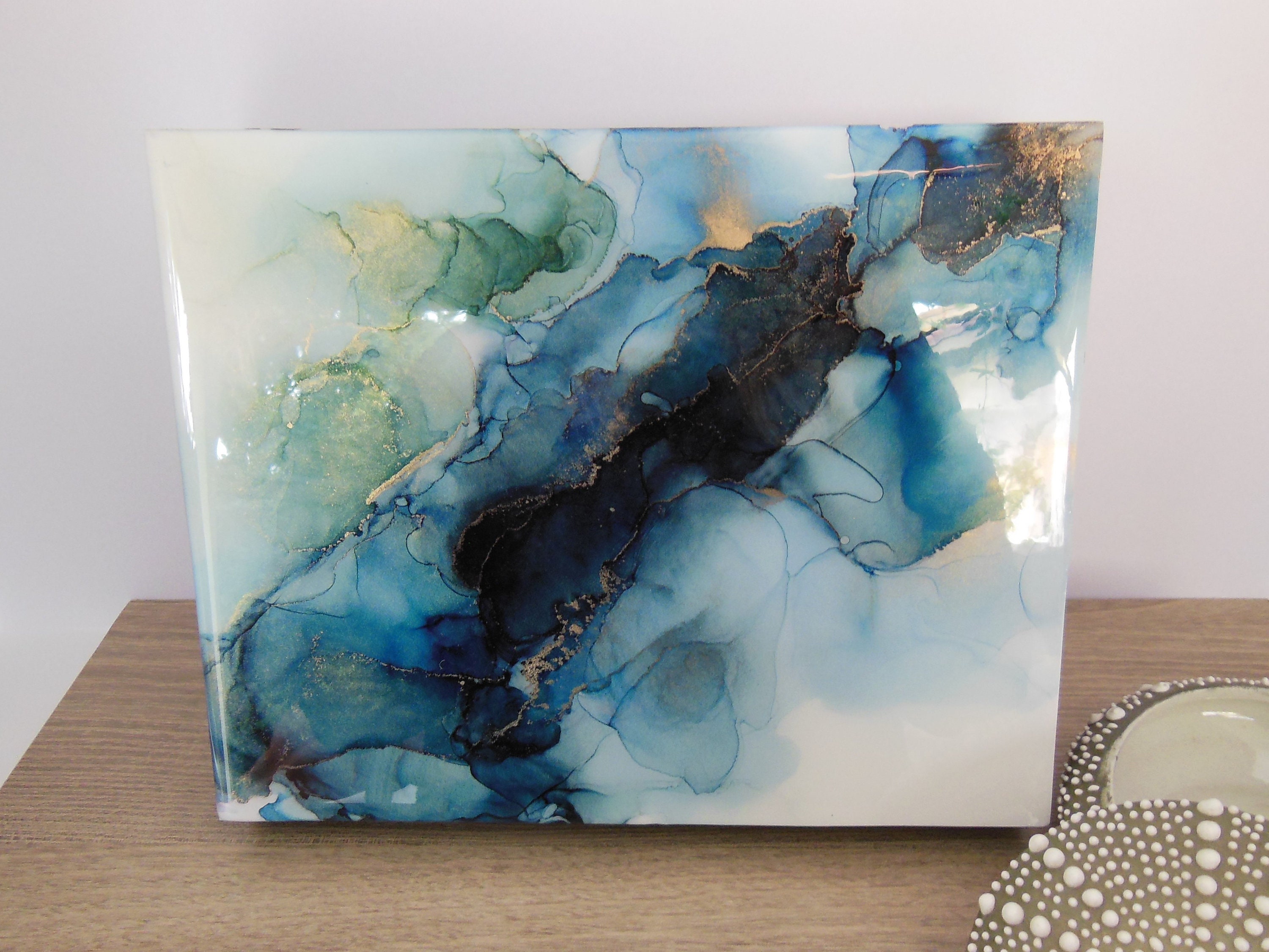 HOW DEEP is the OCEAN Original Alcohol Ink Painting Mounted on - Etsy