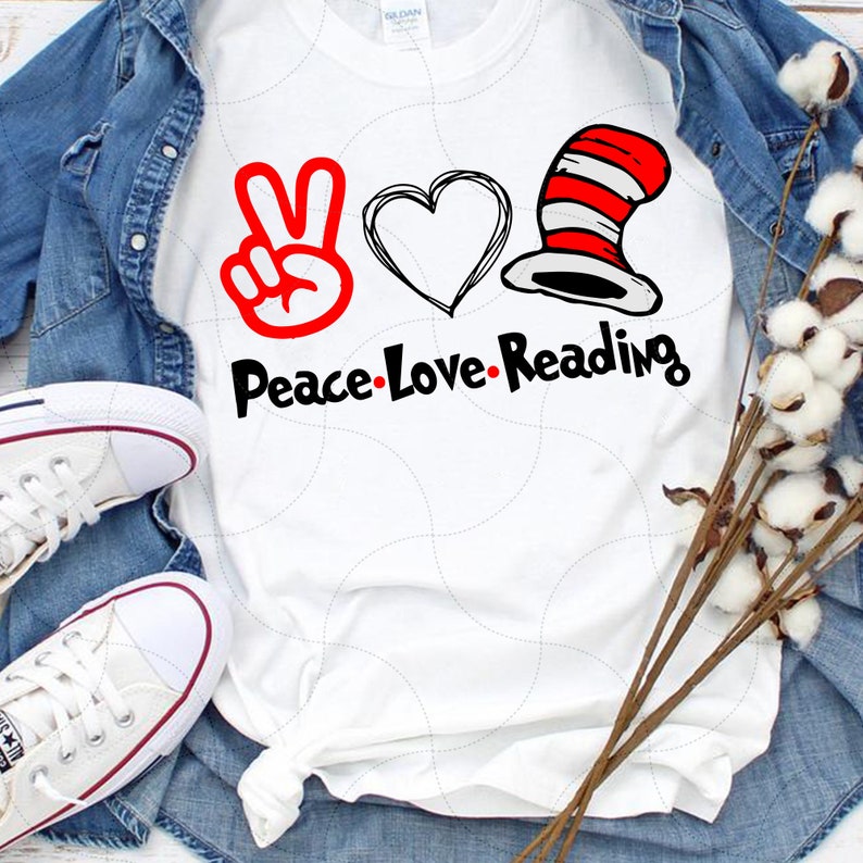 Download Peace Love Reading Svg Dr Seuss Svg Happy Birthday Dr Etsy