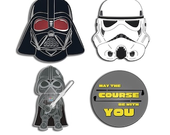 Golf Ball Marker Gift Set - Darth Chrome - Storm Trooper - May the Course be With You