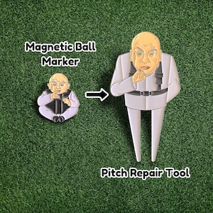 Dr. Evil and Mini Me - Golf graben Werkzeug und Ball Marker Set - Premium Reparatur-Werkzeug mit Magnet Marker & Hut-Clip - Ideales Geschenk für Golfer