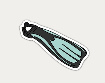 SCUBA Flipper Sticker - Waterproof, 2&quot; Wide - Ideal for Water Bottle, Laptop, Phone, Car, Helmet, Skateboard, Notebook, Planner