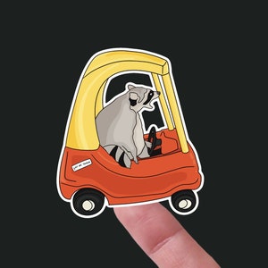 2" Wide Road Rage Little Tyke Raccoon Waterproof Vinyl Sticker