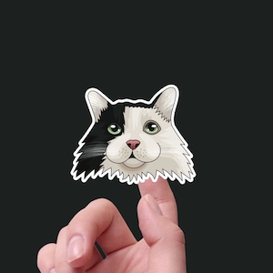 3&quot; Custom Cat Portrait Sticker - Waterproof - Great Birthday Present or for Cat Mom / Cat Dad - Laptops or Water Bottles