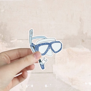 Scuba Mask and Snorkel Sticker - Waterproof, 2" High - Ideal for Water Bottle, Laptop, Phone, Helmet, Planner, Car