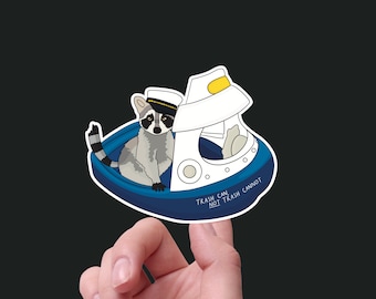 2&quot; Trash Can, Not Trash Can Not / Little Tyke Tuggy Tug Boat Raccoon Waterproof Vinyl Sticker