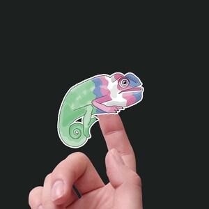 Transitioning Chameleon - Trans Pride - Waterproof Vinyl Sticker / MegWildDesigns / Personalize Your Water Bottle/Computer/Laptop