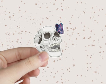 Skull and Moth - Waterproof Vinyl Sticker