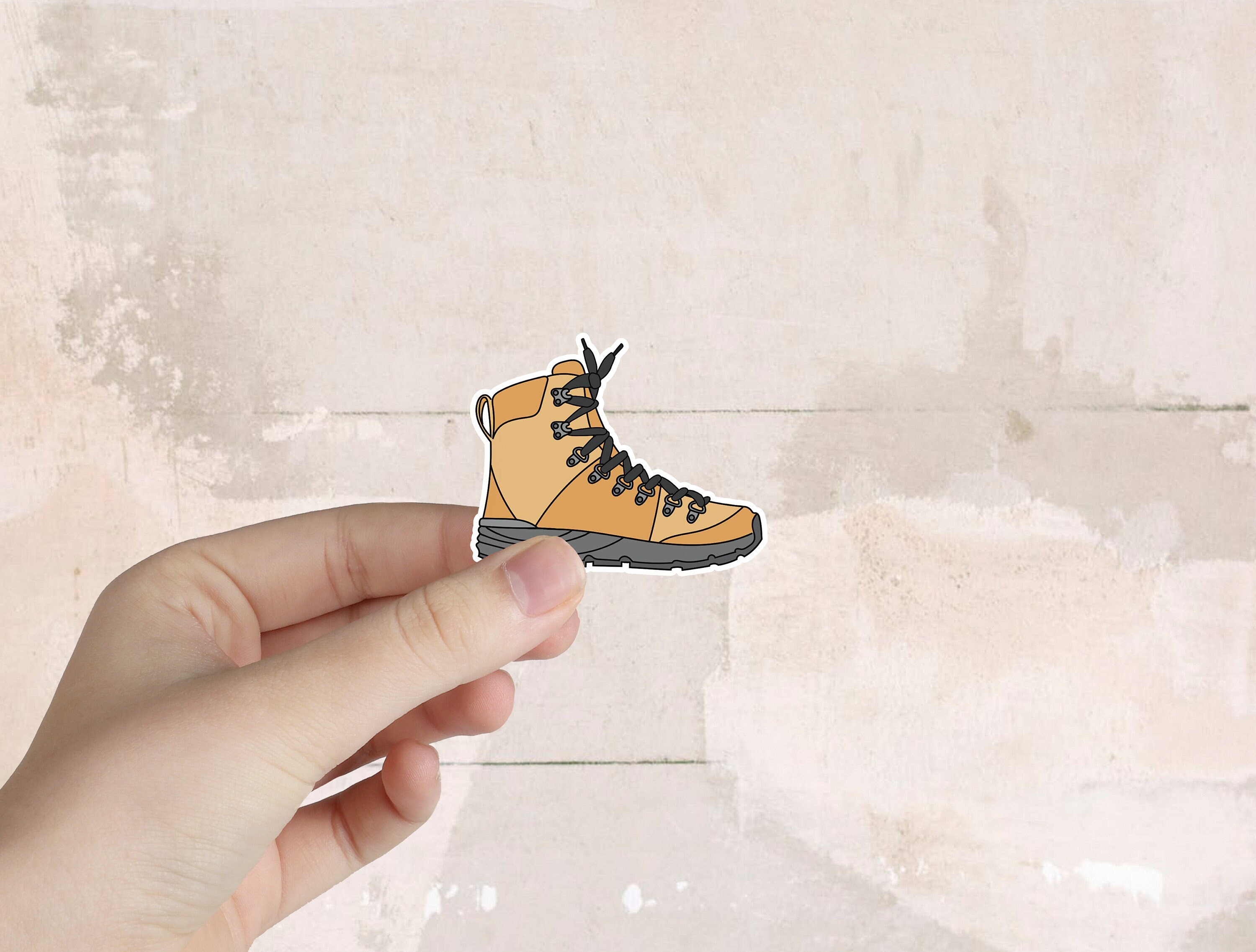 Hiking Boot Sticker - Waterproof, 2" High - Ideal for Water Bottle, Laptop, Phone, Car, Helmet, Skateboard, Notebook