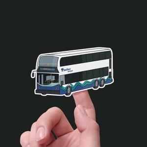 3" Seattle Double Decker Bus Sound Transit Waterproof Sticker for Water Bottle, Laptop, Phone, Helmet, Car