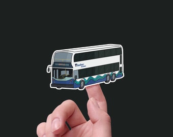 3&quot; Seattle Double Decker Bus Sound Transit Waterproof Sticker for Water Bottle, Laptop, Phone, Helmet, Car