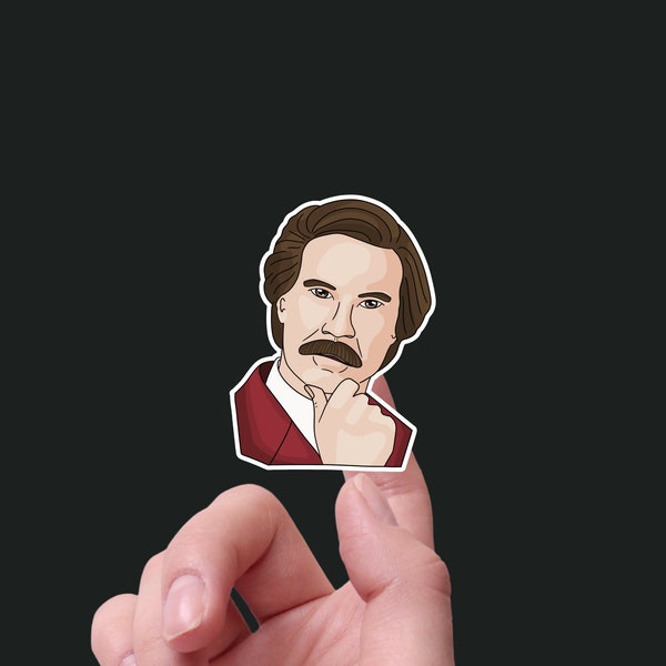 Ron Burgundy Anchorman Waterproof Vinyl Sticker / 3" H / MegWildDesigns