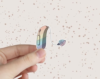 Deaf Queer Pride Sticker - Hearing Aids - Waterproof, 3&quot; Wide - Ideal for Water Bottle, Laptop, Phone, Helmet, Notebook, Planner