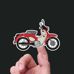 Honda Super Cub Motorcycle Sticker - Waterproof, 3" Wide - Ideal for Water Bottle, Laptop, Phone, Helmet, Notebook, Planner