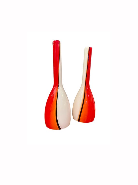 Mid-century Murano Luciano Vistosi Red-white-black Glass Pendant