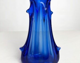コバルトブルー ソメルソ アートガラス花瓶 ミッドセンチュリー