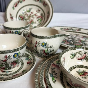 Vintage Johnson Brothers Indian Tree Hand Engraved Ridgway Staffordshire England Floral Dishes Housewarming Wedding Gift Mothers Day