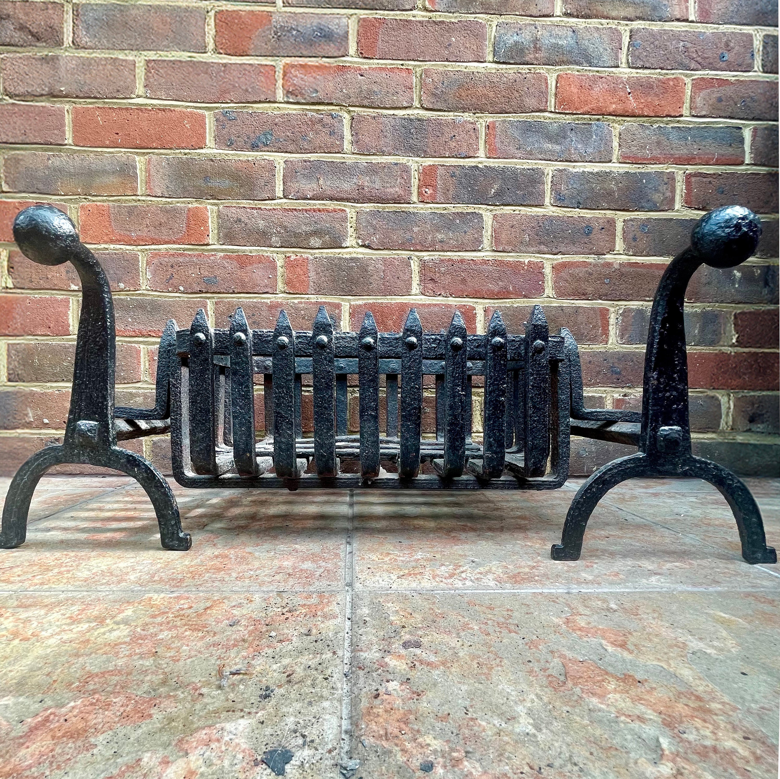 Quality Pair of W. L. Loth Brass and Wrought Iron Andirons Quality Pair of W. L. Loth Brass and Wrought Iron Andirons
