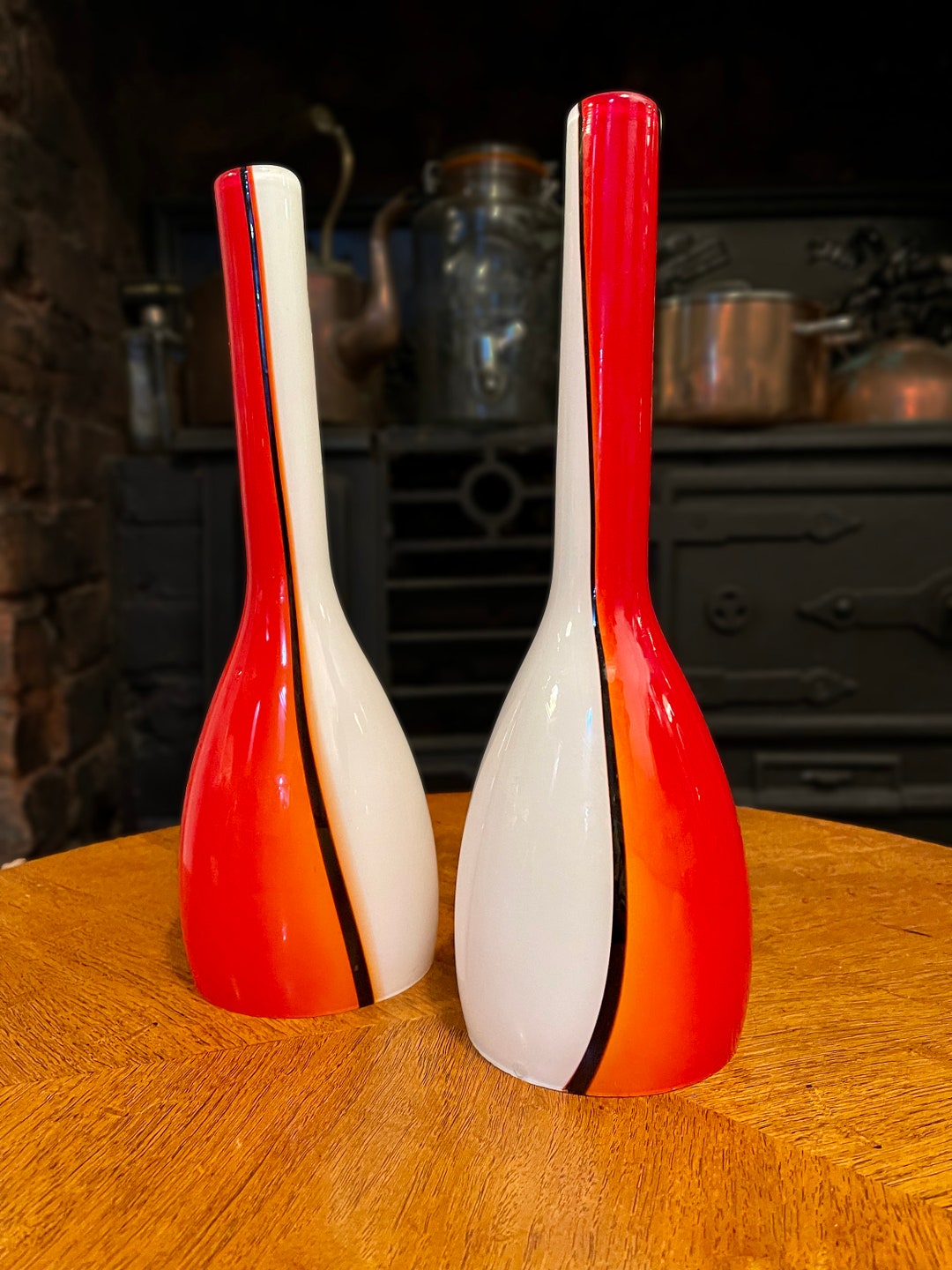 【Luciano Vistosi】MURANO フラワーベース　花瓶 レッド Luciano Vistosi】MURANO フラワーベース花瓶 レッド
