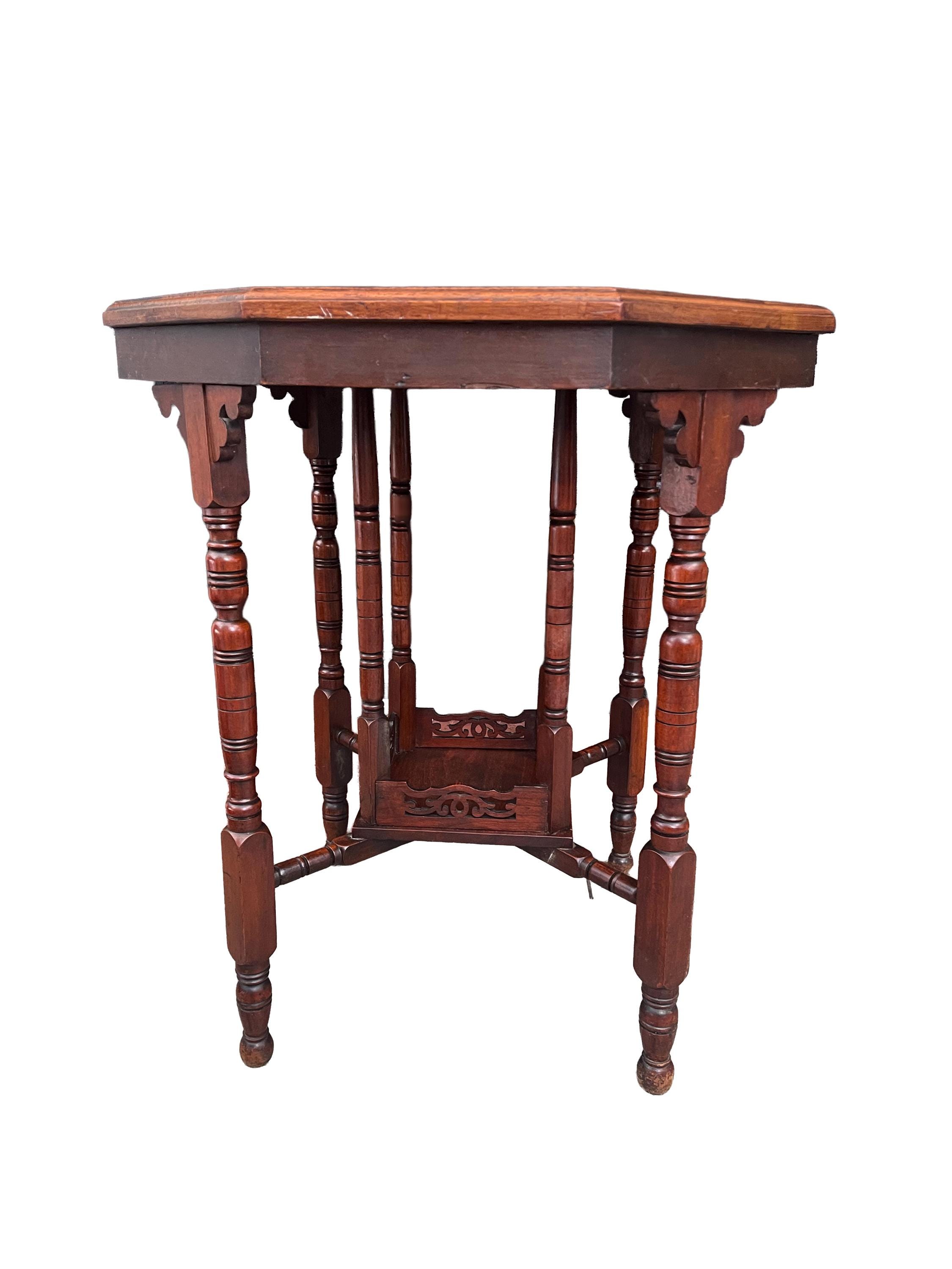 Antique Walnut Victorian Arts & Crafts Octagonal Side Table - Etsy