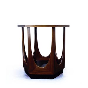 Mid century dark wood Gplan vintage hexagon retro occasion side table