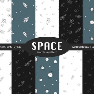 Space digital paper, Space seamless pattern, scrapbook paper, Commercial use