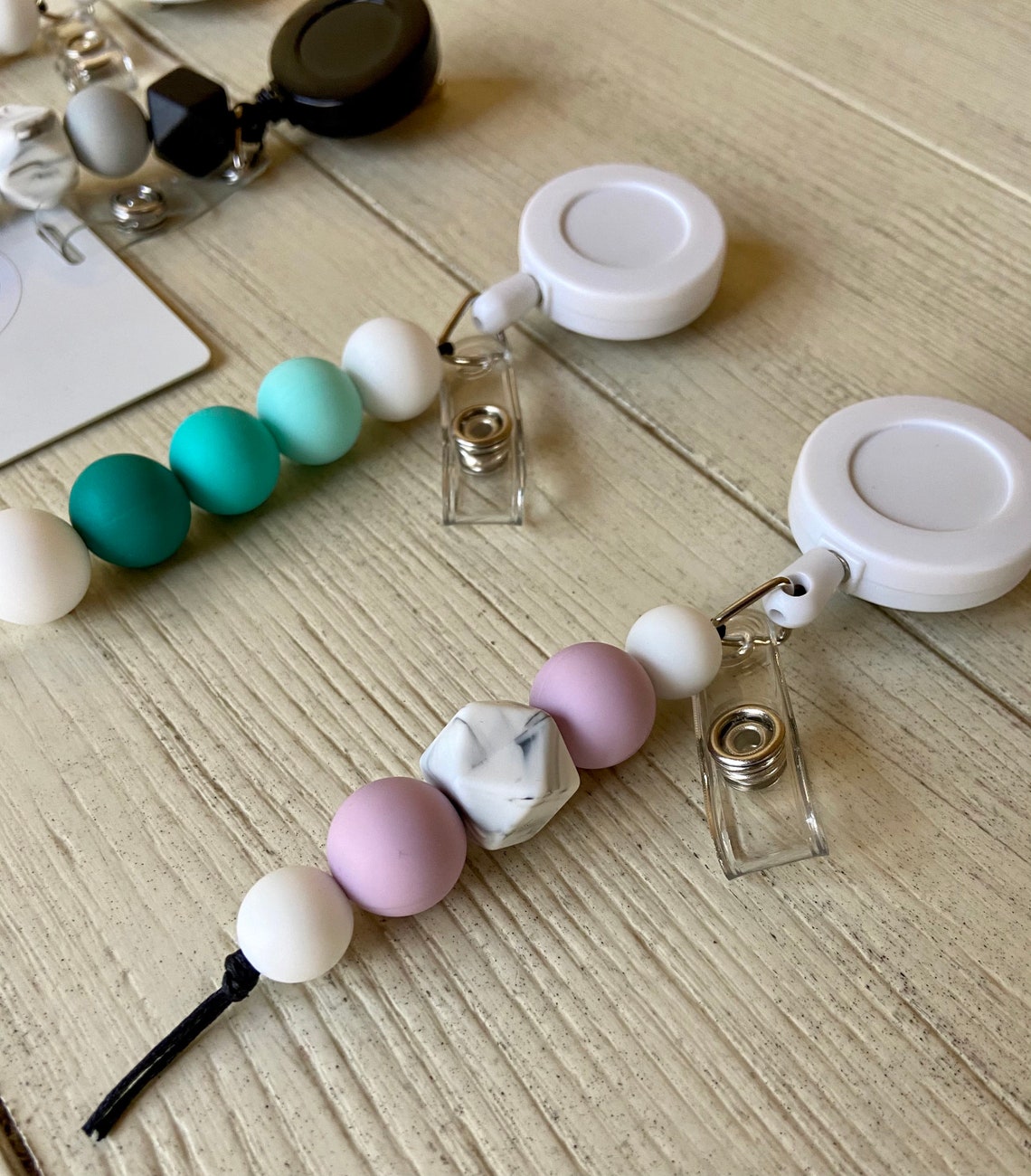 Silicone Beaded Badge Reel any color Etsy
