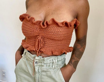 Crochet Ruffle Bandeau Pattern PDF INSTANT DOWNLOAD +Video