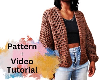 Crochet Hex 2 Cardigan Pattern PDF +Video INSTANT DOWNLOAD