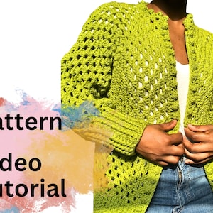 Haak Hex Cardigan Patroon PDF INSTANT DOWNLOAD + Video