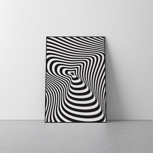 Optical Illusion Wall Art Poster | Black & White Op Art | Modern, Minimal, Unique, Funhouse Eclectic | Premium Matte vertical posters