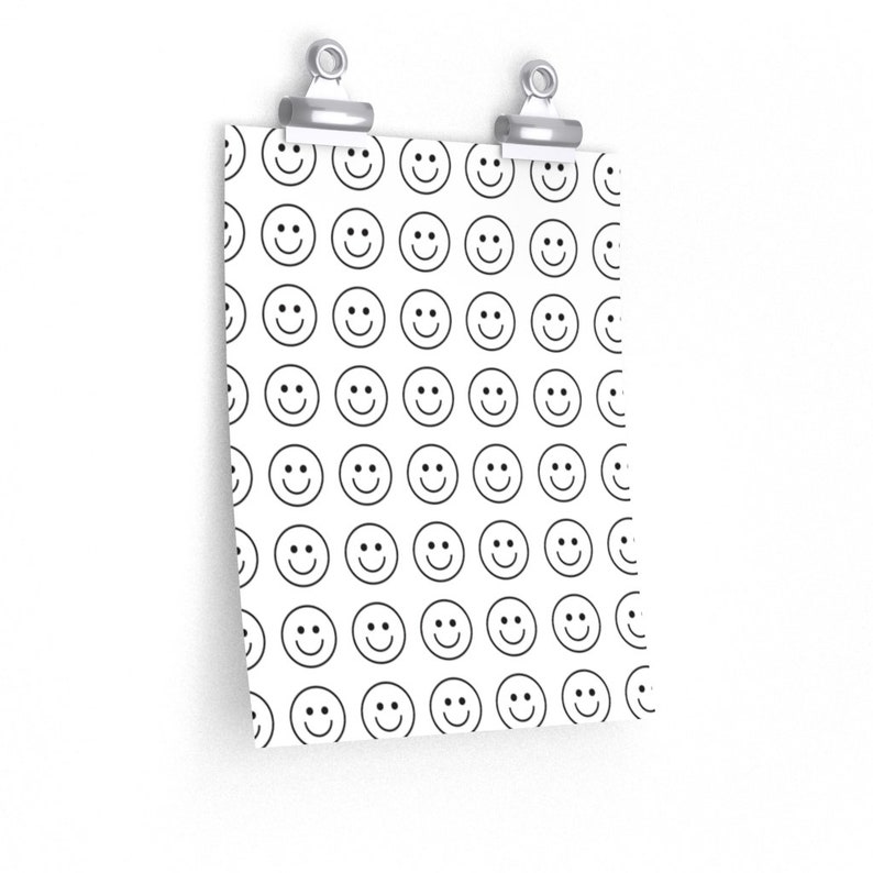 INSTANT DOWNLOAD Smiley Face Wall Art Black and White Poster Etsy