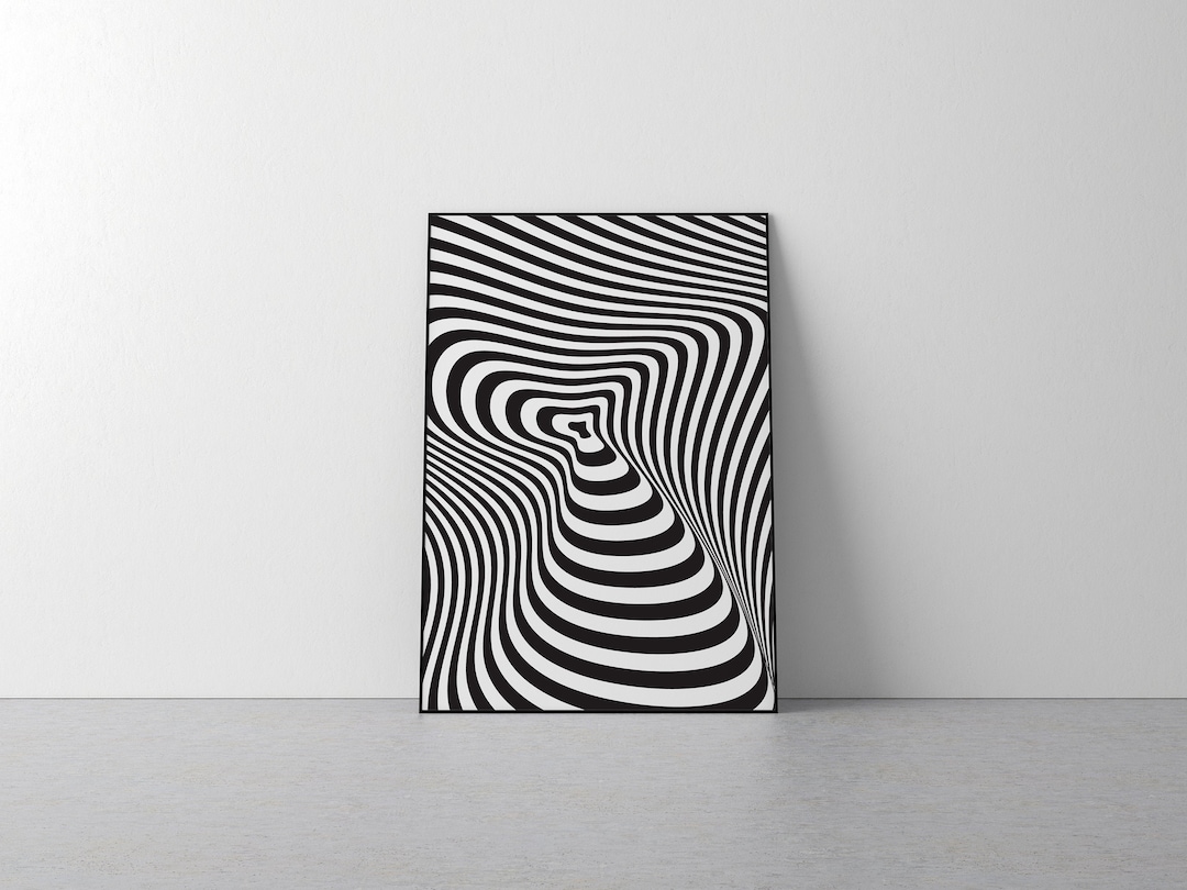 INSTANT DOWNLOAD Optical Illusion Wall Art Digital Print Black & White