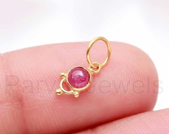 Natural Ruby Charm, 18k Solid Gold Charm, Handmade Gold Charm, July Birthstone Charm, Charm Pendant,  Ruby Charm Pendant, Charms Necklace