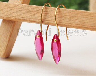 Lab-Simulated Tourmaline Gold Earrings, 18K Solid Gold Earrings, Tourmaline Earrings, Solid Gold Earrings, Handmade Earrings For Women
